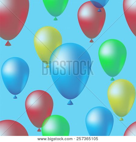Balloons Seamless Pattern Background, Cute Colorful Illustration