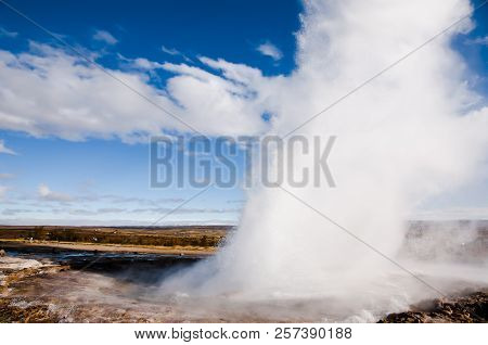 The Great Geysir In Geothermal Hot Springs - Iceland