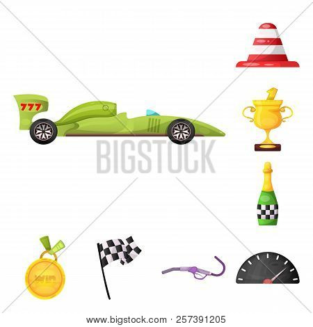 Vector Design Of Car And Rally Icon. Collection Of Car And Race Stock Vector Illustration.