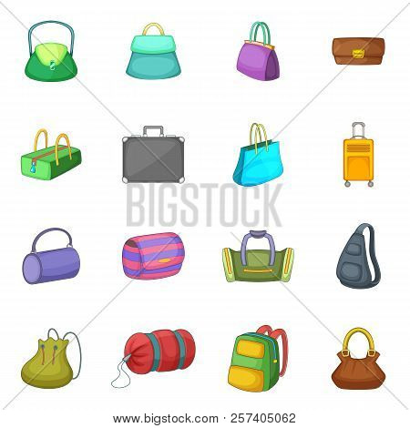 Different Bagage Icons Set. Cartoon Illustration Of 16 Different Bagage Icons For Web
