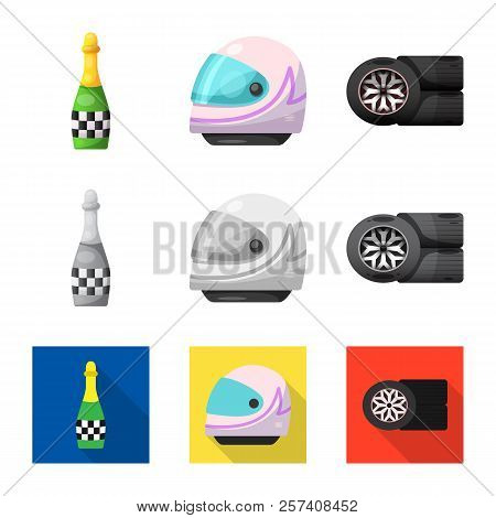 Vector Illustration Of Car And Rally Icon. Set Of Car And Race Vector Icon For Stock.