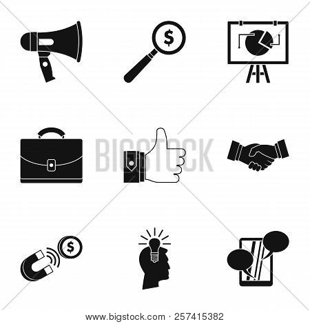 Contextual Advertising Icons Set. Simple Illustration Of 9 Contextual Advertising Icons For Web
