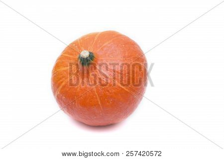 Orange Pumpkin On White Background. Isolated On White. Preparation For Halloween