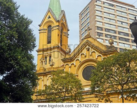 The Church Of Nossa Senhora Dos Homens Pretos, Church Of Our Lady Of The Black Men, In Sao Paulo Old