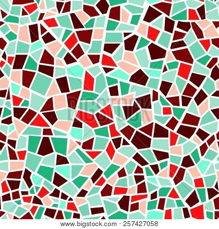 Abstract Mosaic Sheet Seamless Pattern. Geometric Tile Background. Ceramic Fragment Decorative Backd