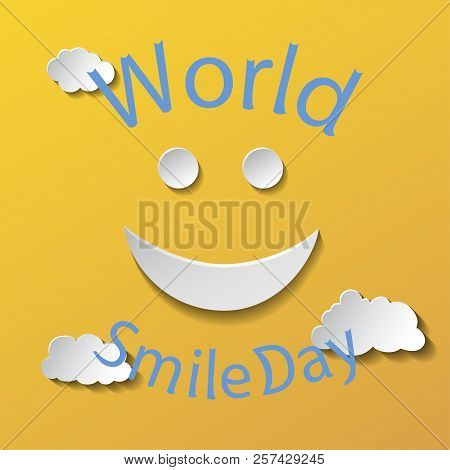 Flat Design Smile Cartoon Isolated On Yellow Background.