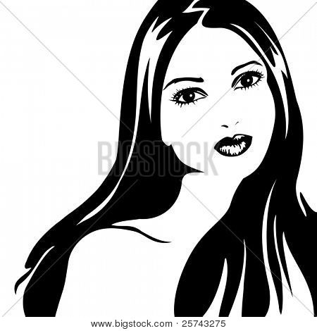 Mädchen-Vektor-Illustration, einfach, Farben ändern