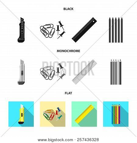 Vector Illustration Of Office And Supply Icon. Set Of Office And School Stock Vector Illustration.