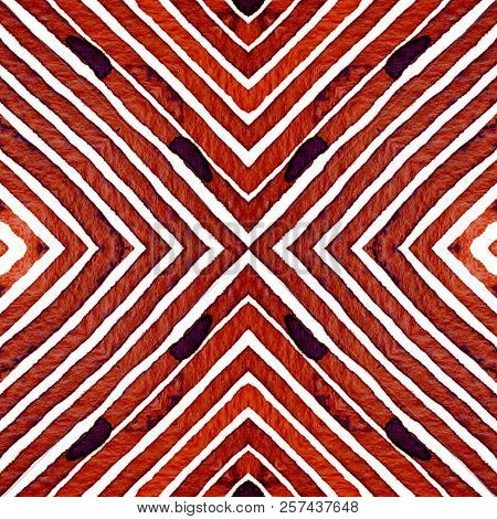 Wine Red Geometric Watercolor. Amazing Seamless Pattern. Hand Drawn Stripes. Brush Texture. Ravishin