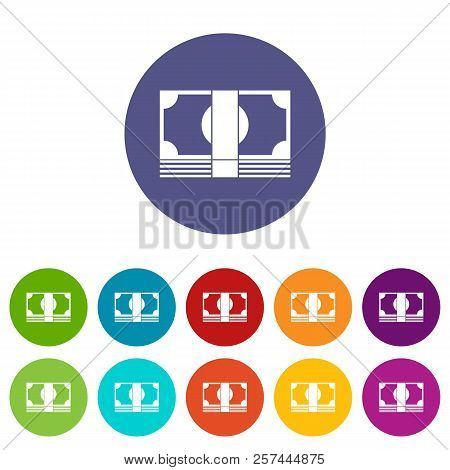 Swiss Franc Banknote Set Icons In Different Colors Isolated On White Background