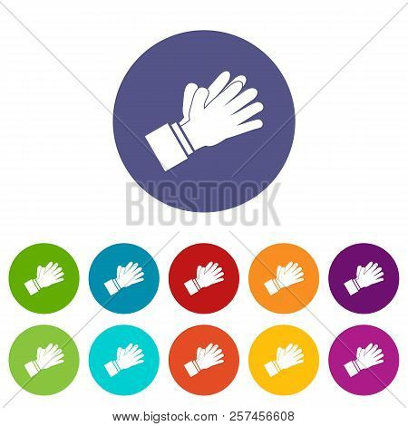 Clapping Applauding Hands Set Icons In Different Colors Isolated On White Background