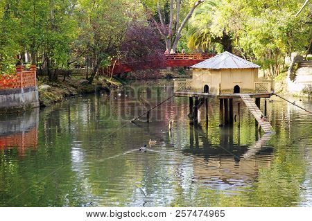 Pigeon House On The Lake Infante Don Pedro Park In Aveiro, Portugal