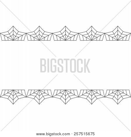 Halloween Frame. Vector Elegant Double Black Spiderweb Lace Border With Copy Space For Text Isolated