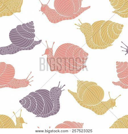 Snail Escargot Graphic Color Seamless Pattern Background Sketch Illustration Vector