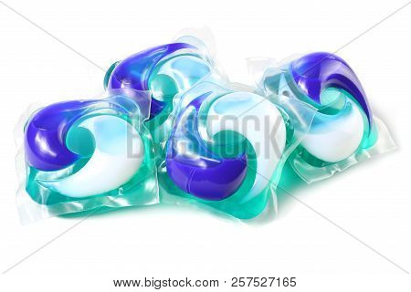 Washing Detergent Capsule Pod Isolated On White Background