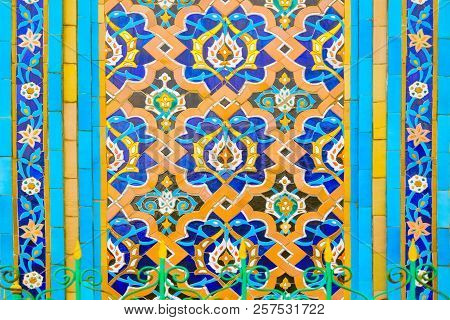Wall Ornament Of The Cathedral Mosque Of Colorful Tiles Oriental Pattern