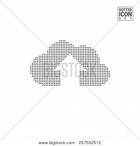 Upload On Cloud Dot Pattern Icon. Data Storage Dotted Icon Isolated On White Background. Vector Illu