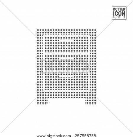Chest Of Drawers Dot Pattern Icon. Commode Furniture Dotted Icon Isolated On White Background. Vecto