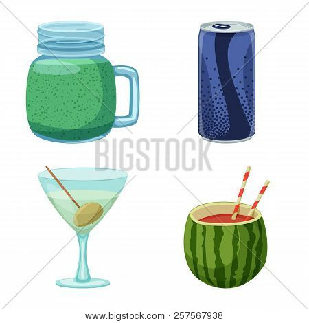 Vector Illustration Of Drink And Bar Sign. Set Of Drink And Party Stock Vector Illustration.