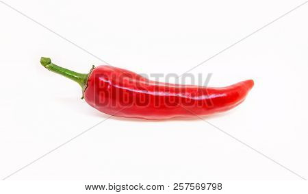 Chili Pepper. Red Hot Pepper With A Green Tail On A Light Background. Bright And Spicy Vegetable.