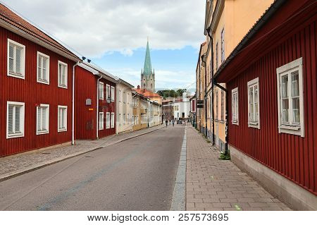 Linkoping Town In Sweden. Hunnebergsgatan - One Of Oldest Streets In Town.
