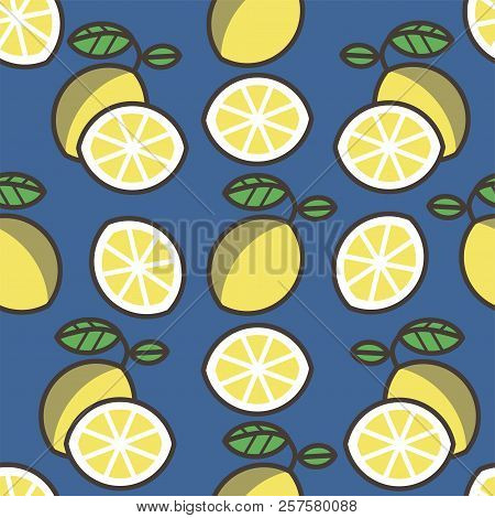 Seamless Pattern Background With Lemons, Colorful Illustration