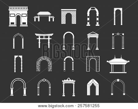 Arch Icon Set White Isolated On Grey Background