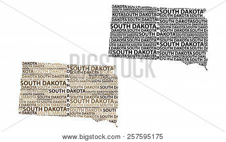 Sketch South Dakota (united States Of America) Letter Text Map, South Dakota Map - In The Shape Of T