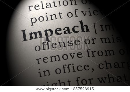 Fake Dictionary, Dictionary Definition Of The Word Impeach. Including Key Descriptive Words.