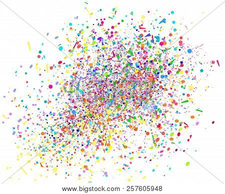 Confetti Isolation On White. Geometric Background With Glitters. Pattern For Design. Print For Flyer