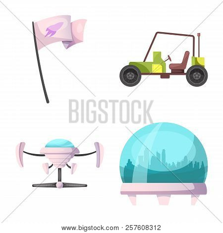 Vector Design Of Mars And Space Sign. Set Of Mars And Planet Stock Vector Illustration.