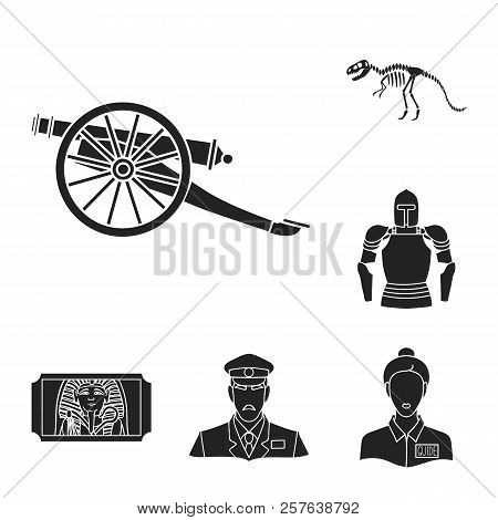 Museum And Gallery Black Icons In Set Collection For Design. Storage And Exhibition Of Showpiece Vec