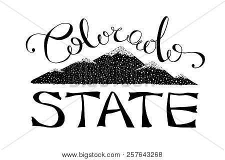 Black And White Colorado State Vector Illustration. Monochrome Typography Lettering Logo Template Wi