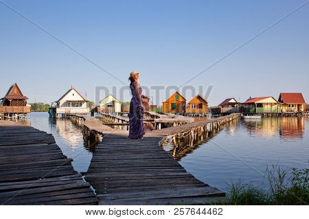 floating village on lake Bokod, Hungary