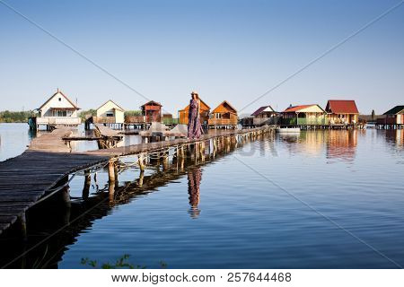 floating village on lake Bokod, Hungary