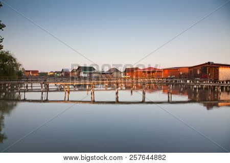 floating village on lake Bokod, Hungary