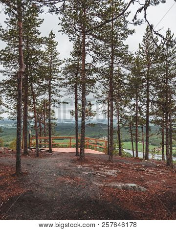 Lookout Platform At The Top Of Aavasaksa Mountain In Finland On A Summer Day