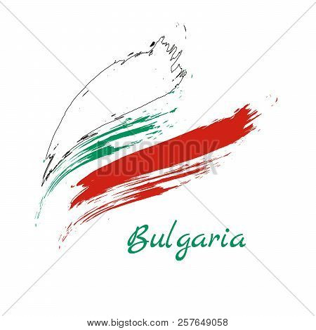 Vector Template Illustration Bulgaria Flag Central Europe Country Red White Green Brush Paint. Vecto