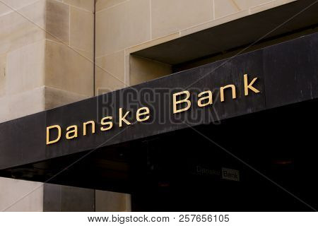 Copenhagen, Denmark - September 8: Danske Bank Logo On Front Of Branch. Danske Bank Is The Largest B