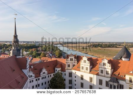 View Of The Old Town Of Torgau In Saxony, Germany