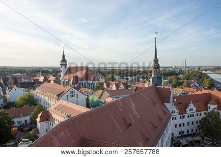 View Of The Old Town Of Torgau In Saxony, Germany