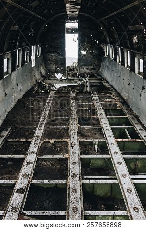 Inside Of Dc3 Plane Wreck In Solheimasandur Beach, Iceland