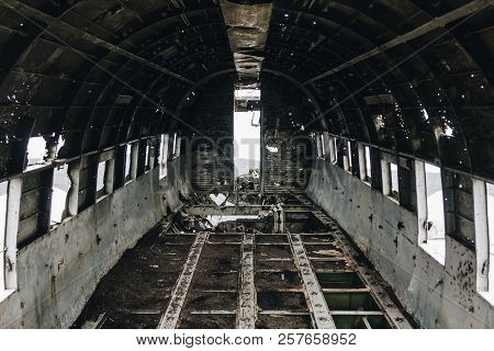 Inside Of Dc3 Plane Wreck In Solheimasandur Beach, Iceland
