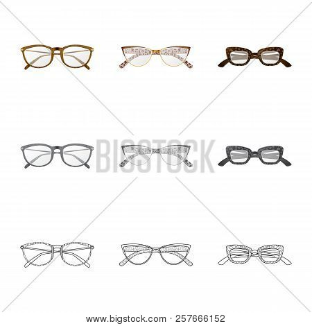 Vector Illustration Of Glasses And Frame Logo. Set Of Glasses And Accessory Stock Vector Illustratio