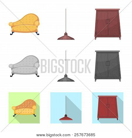 Vector Illustration Of Furniture And Apartment Symbol. Collection Of Furniture And Home Stock Vector