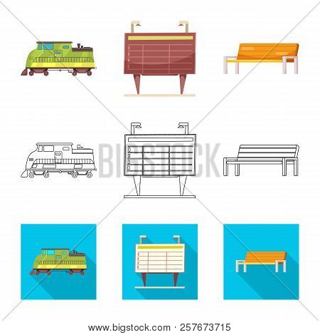Vector Design Of Train And Station Logo. Collection Of Train And Ticket Stock Symbol For Web.