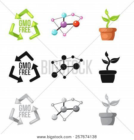Vector Design Of Genetic And Plant Icon. Set Of Genetic And Biotechnology Vector Icon For Stock.