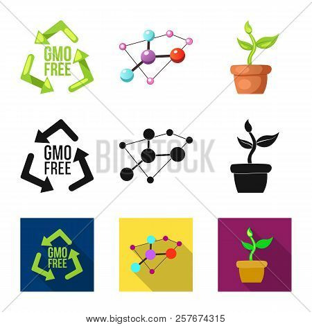 Isolated Object Of Genetic And Plant Symbol. Set Of Genetic And Biotechnology Vector Icon For Stock.