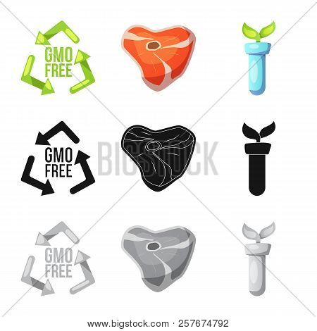 Vector Design Of Genetic And Plant Sign. Set Of Genetic And Biotechnology Stock Vector Illustration.