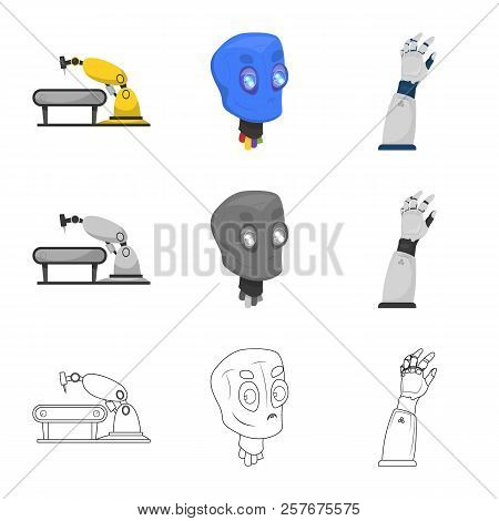 Vector Design Of Robot And Factory Icon. Collection Of Robot And Space Stock Vector Illustration.